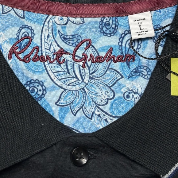 NEW Robert Graham Rossi Polo Shirt Sz L Short Sleeve Embroidered Skull Logo - Picture 10 of 13